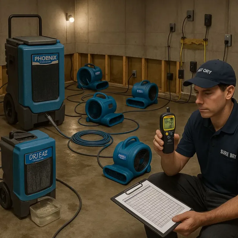 Structural Drying and Dehumidification process in Colfax, IA